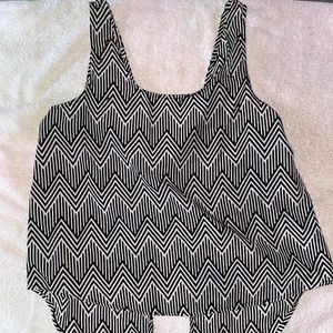 Chevron tank with open back with buttons. High low fit